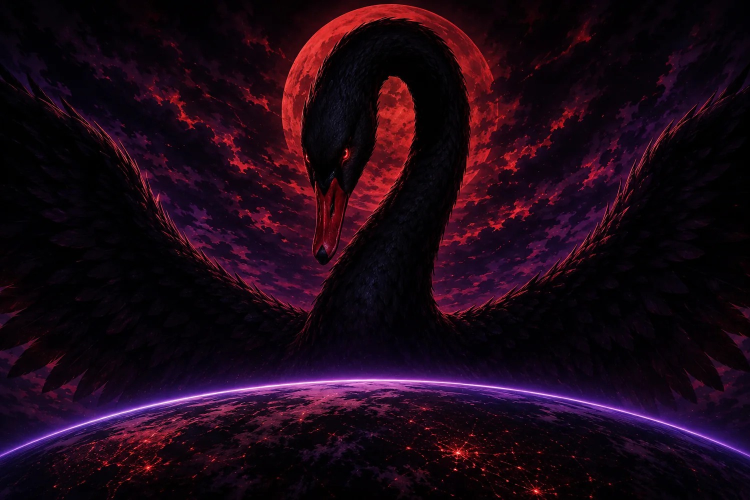 Black Swan overlooking the globe